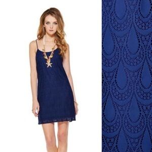 Lilly Pulitzer Navy Lace Spaghetti Strap Midi Dress